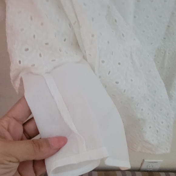 Harper Wren Boho Eyelet Smock Brachie Withe Dress size Medium. - Picture 14 of 16